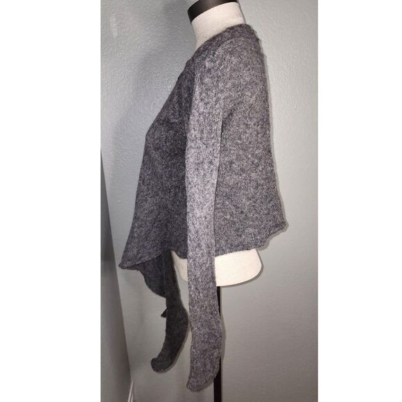 Vintage Bebhinn Marten Grey Cropped Tie Front Irish Wool Blend Cardigan Size M - Picture 11 of 11